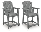 Sanctuary Beach Dark Gray Outdoor Counter Height Bar Stool (Set of 2) from Ashley Furniture - Luna Furniture