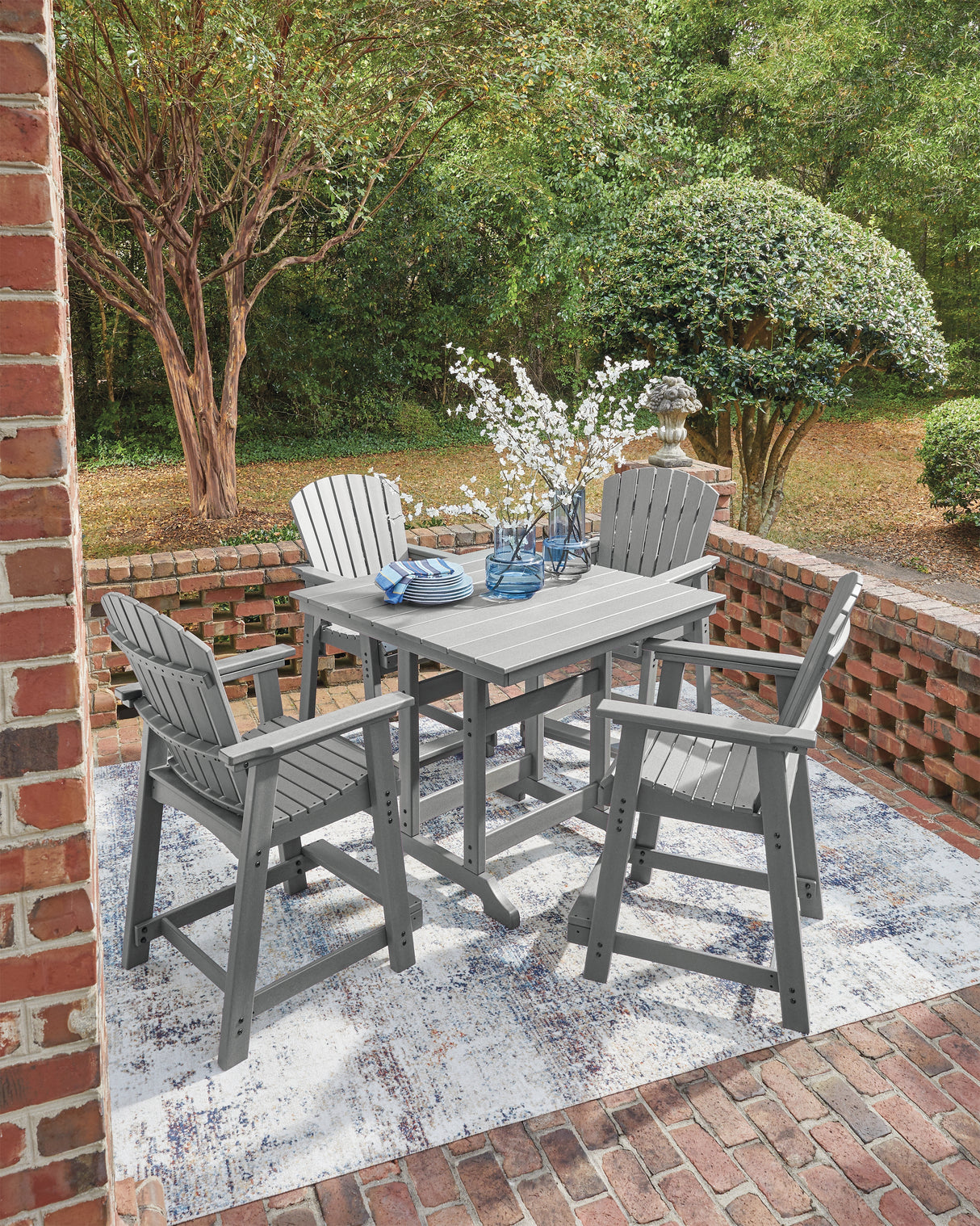 Sanctuary Beach Dark Gray Outdor Counter Height Dining Set from Ashley Furniture - Luna Furniture