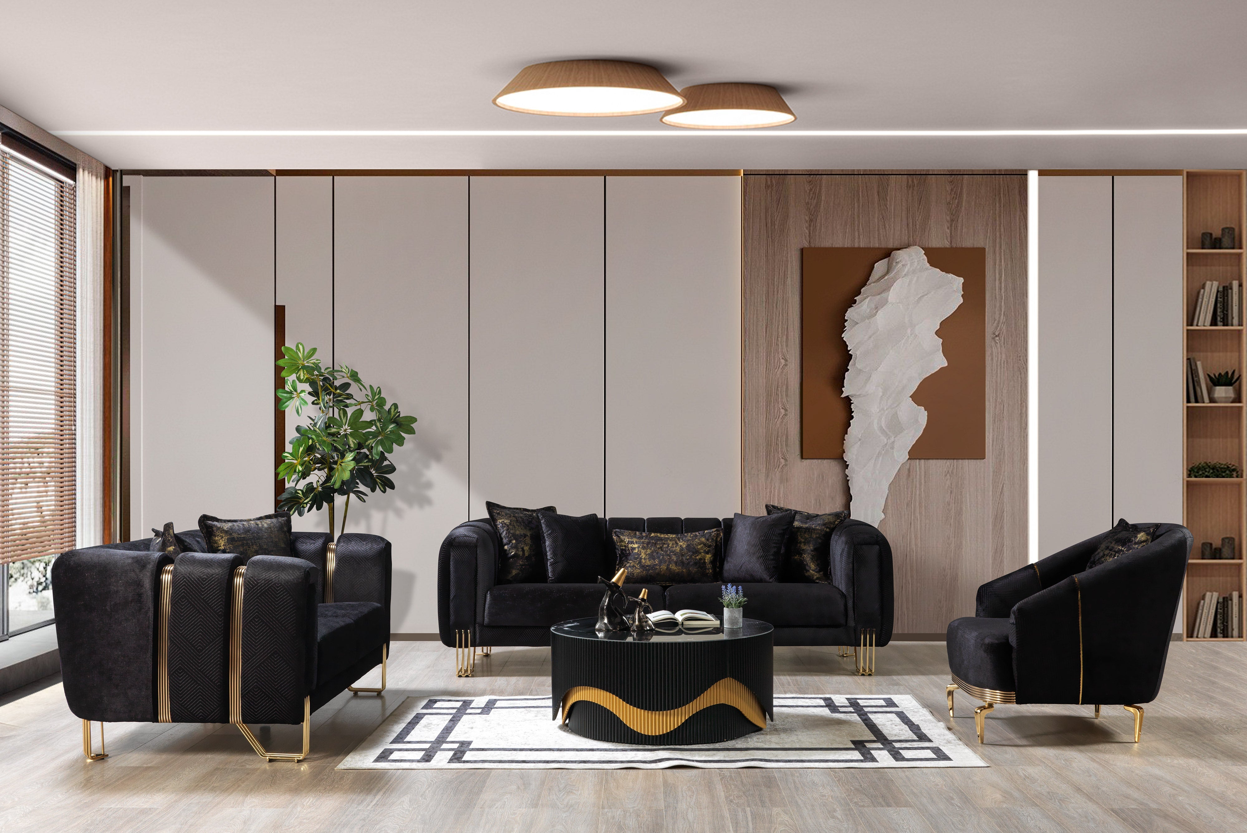 Santana Black Velvet Sofa & Loveseat – Luna Furniture