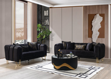 Santana Black Velvet Sofa & Loveseat from Nova Furniture - Luna Furniture