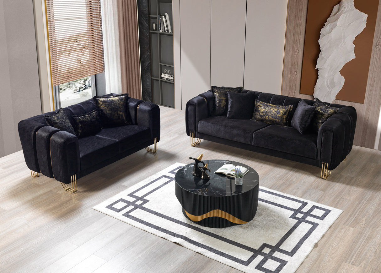 Santana Black Velvet Sofa & Loveseat from Nova Furniture - Luna Furniture