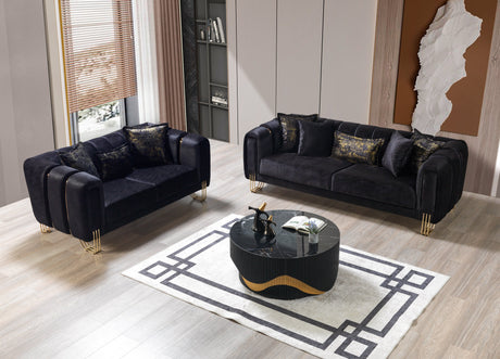 Santana Black Velvet Sofa & Loveseat from Nova Furniture - Luna Furniture