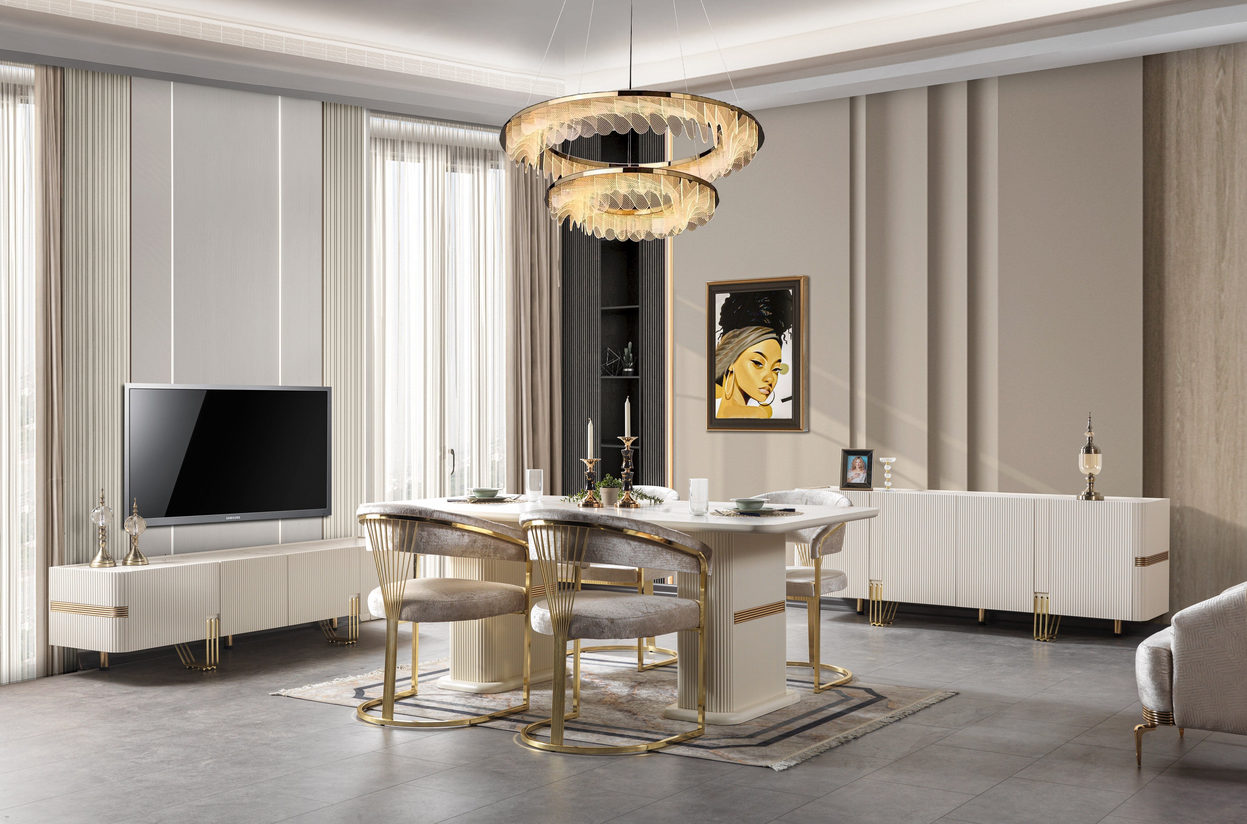 Nova Furniture Santana Ivory 7-Piece Dining Set – Luna Furniture