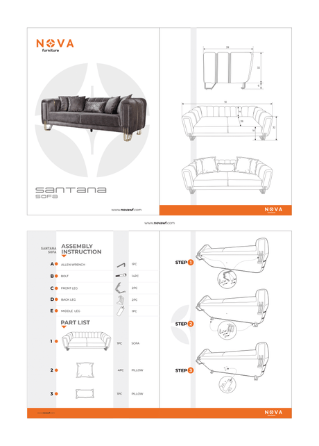 Santana Silver Velvet Sofa from Nova Furniture - Luna Furniture