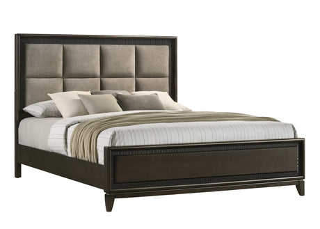 Saratoga Brown Queen Upholstered Panel Bed from Crown Mark - Luna Furniture