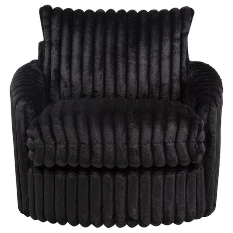 Sarco Black Corduroy Upholstered Swivel Accent Arm Chair from Coaster - Luna Furniture