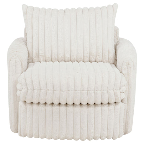 Sarco Ivory Corduroy Upholstered Swivel Accent Arm Chair from Coaster - Luna Furniture