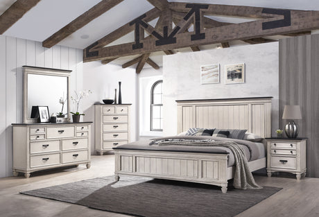 Sawyer Antique White/Brown Panel Bedroom Set from Crown Mark - Luna Furniture