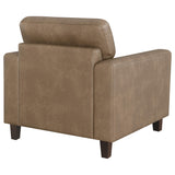 Scotland Brown Faux Leather Upholstered Track Arm Chair from Coaster - Luna Furniture