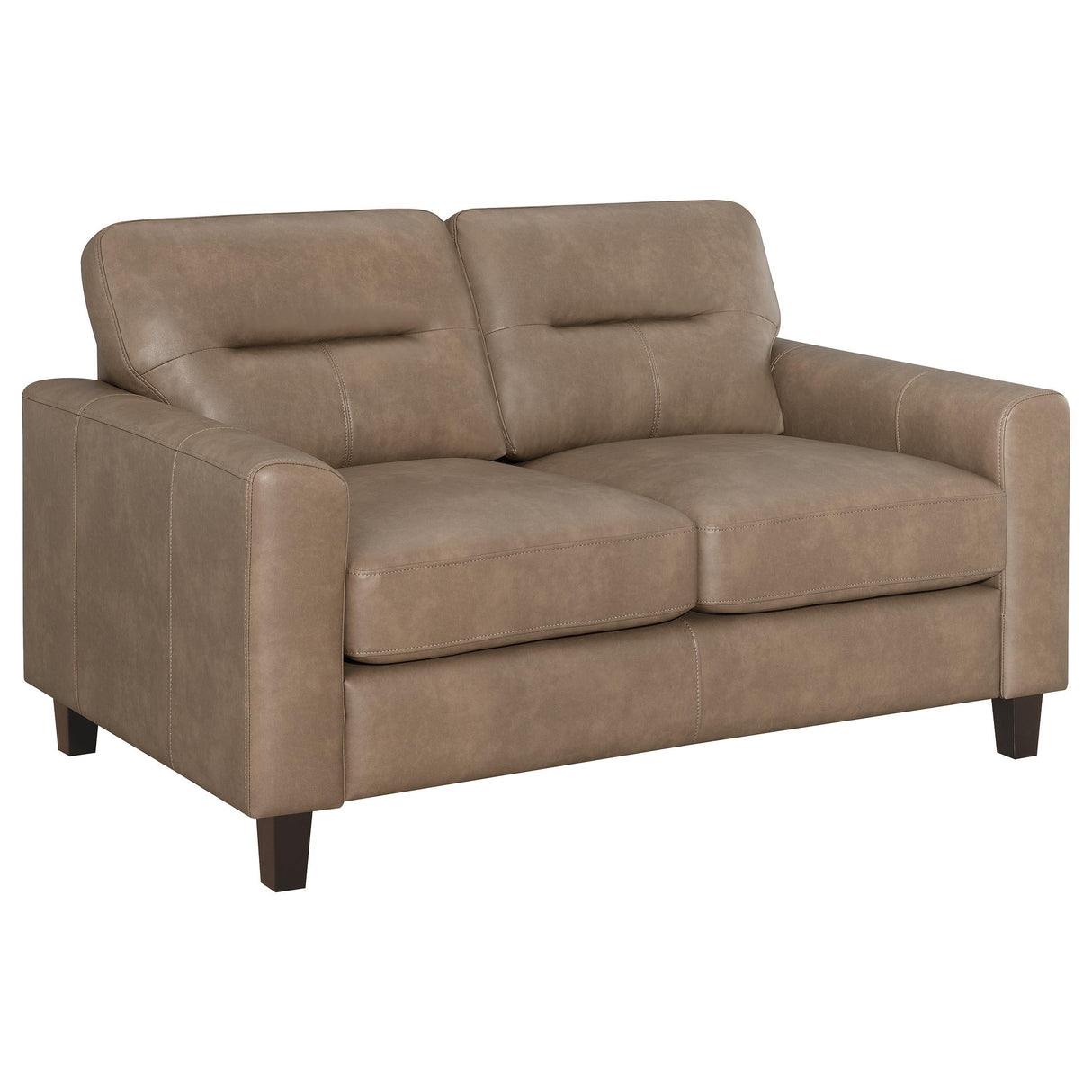 Scotland Brown Faux Leather Upholstered Track Arm Loveseat from Coaster - Luna Furniture