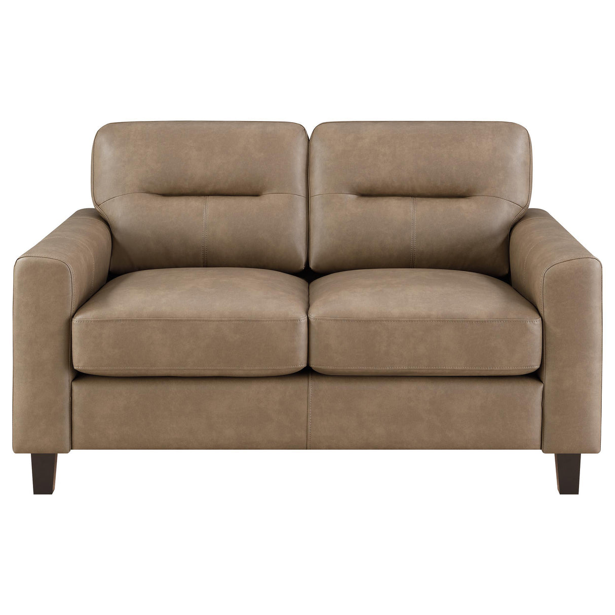 Scotland Brown Faux Leather Upholstered Track Arm Loveseat from Coaster - Luna Furniture