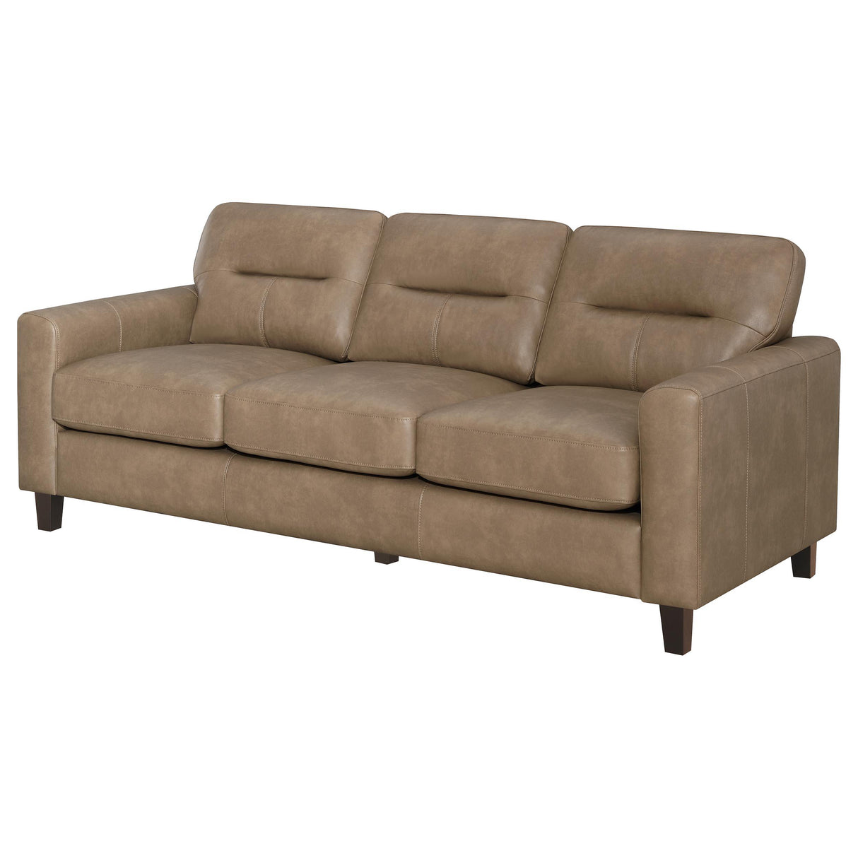 Scotland Brown Faux Leather Upholstered Track Arm Sofa from Coaster - Luna Furniture