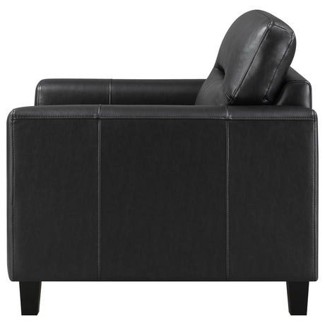 Scotland Faux Leather Upholstered Track Arm Chair Black from Coaster - Luna Furniture