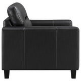 Scotland Faux Leather Upholstered Track Arm Chair Black from Coaster - Luna Furniture
