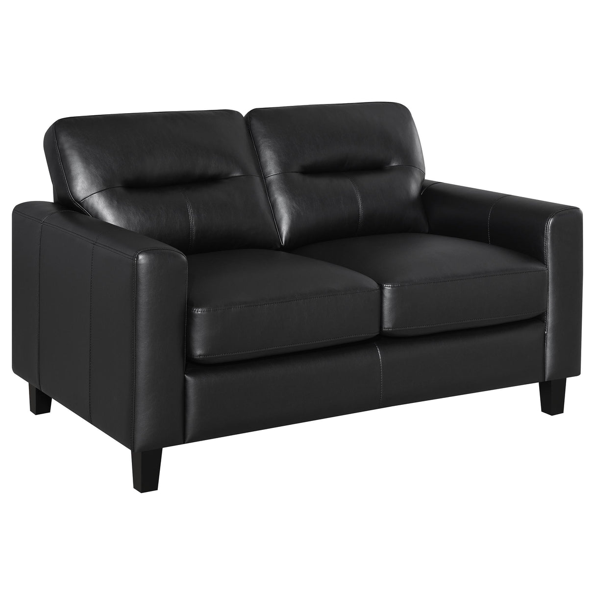 Scotland Faux Leather Upholstered Track Arm Loveseat Black from Coaster - Luna Furniture