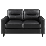 Scotland Faux Leather Upholstered Track Arm Loveseat Black from Coaster - Luna Furniture