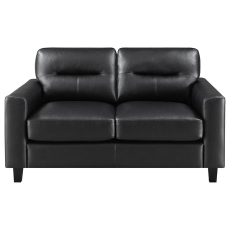 Scotland Faux Leather Upholstered Track Arm Loveseat Black from Coaster - Luna Furniture