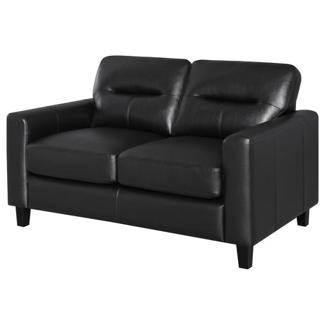 Scotland Faux Leather Upholstered Track Arm Loveseat Black from Coaster - Luna Furniture
