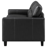 Scotland Faux Leather Upholstered Track Arm Loveseat Black from Coaster - Luna Furniture