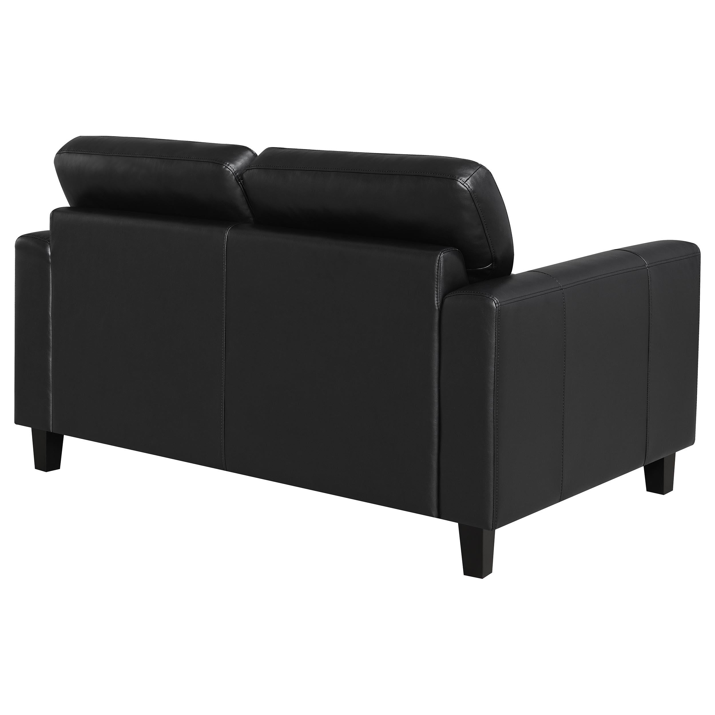 Coaster Scotland Faux Leather Upholstered Track Arm Loveseat Black