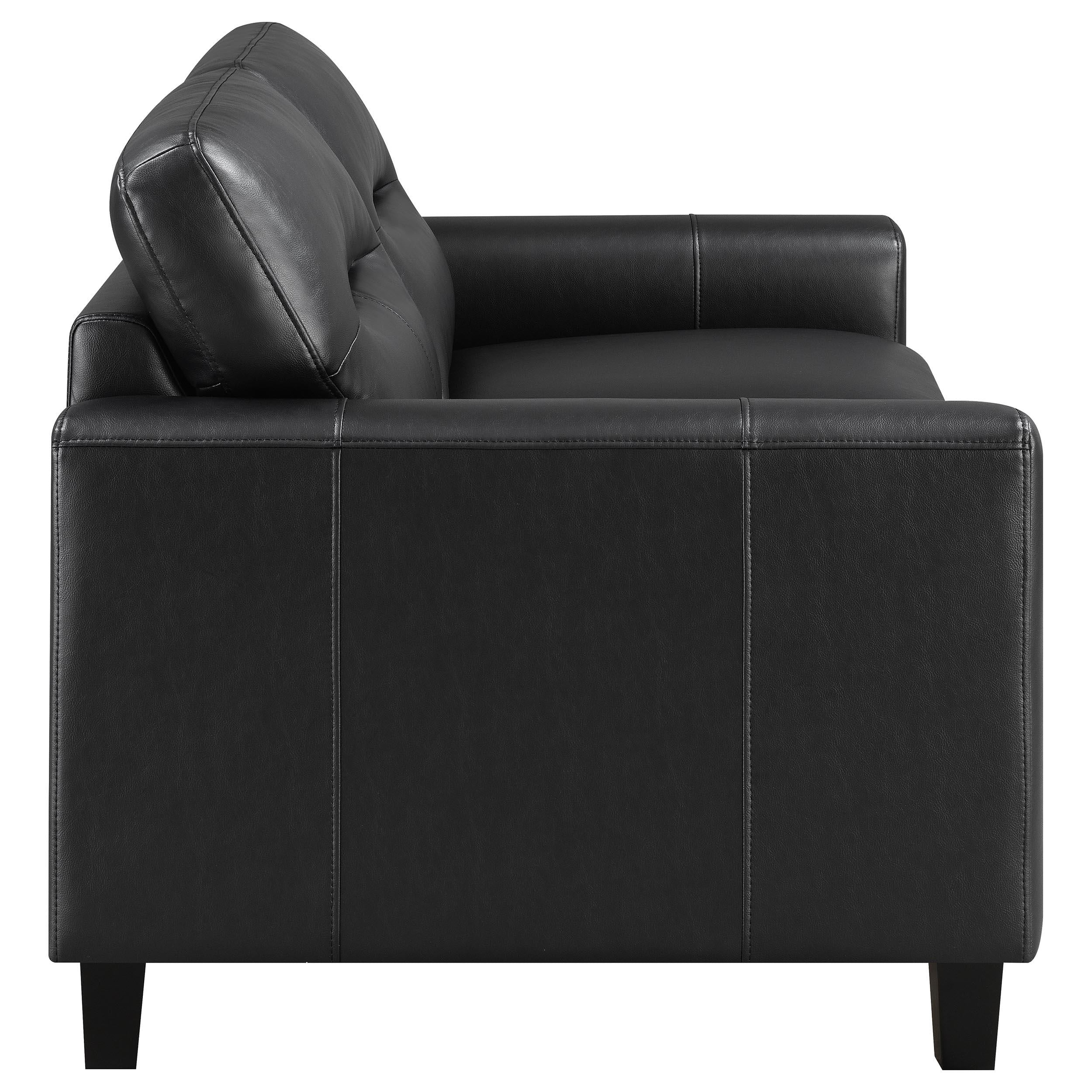 AlexiaStam Luna ブラック M Coaster Scotland Faux Leather Upholstered Track Arm Loveseat Black