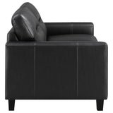 Scotland Faux Leather Upholstered Track Arm Loveseat Black from Coaster - Luna Furniture