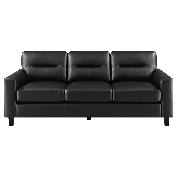 Scotland Faux Leather Upholstered Track Arm Sofa Black