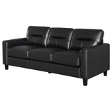 Scotland Faux Leather Upholstered Track Arm Sofa Black from Coaster - Luna Furniture