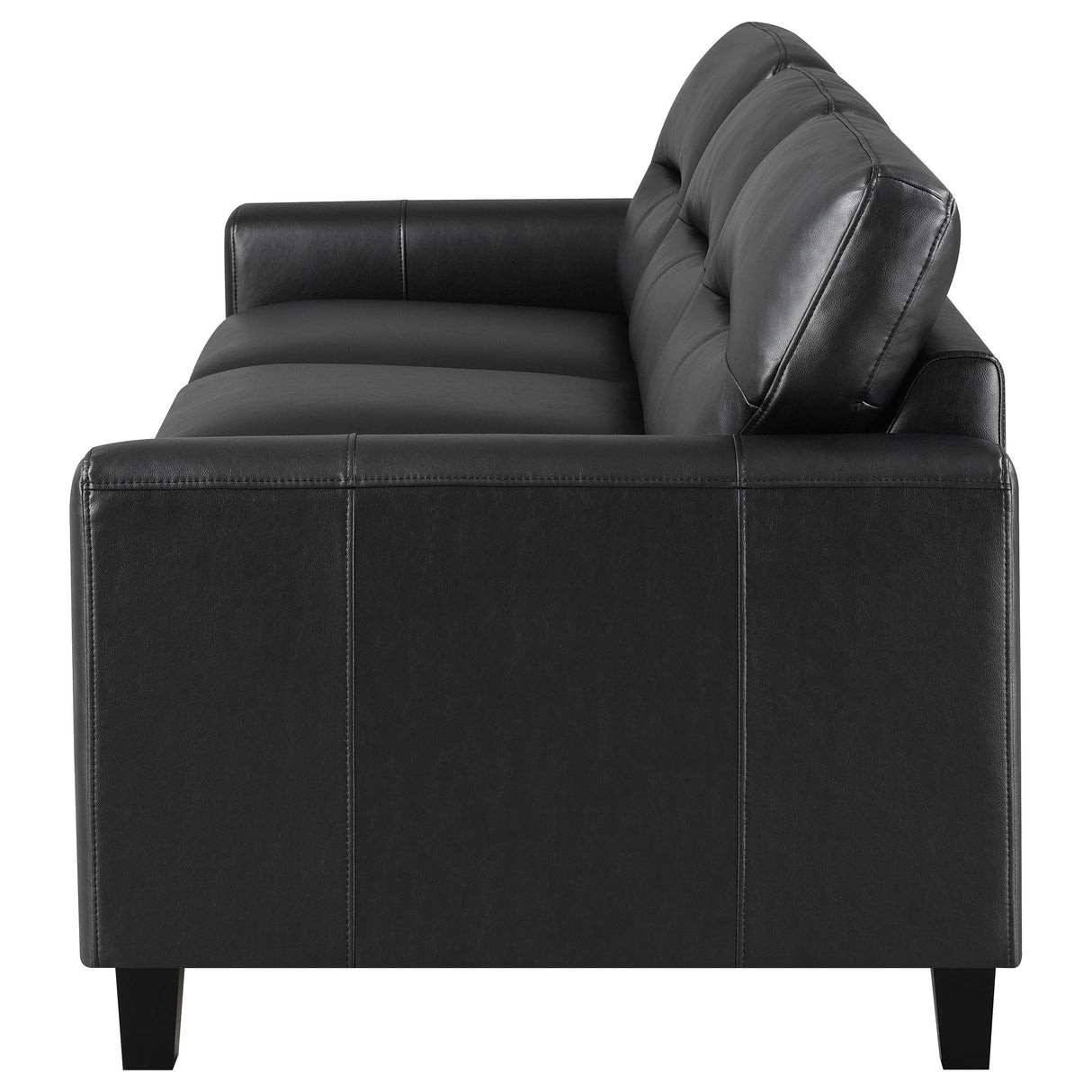 Scotland Faux Leather Upholstered Track Arm Sofa Black from Coaster - Luna Furniture