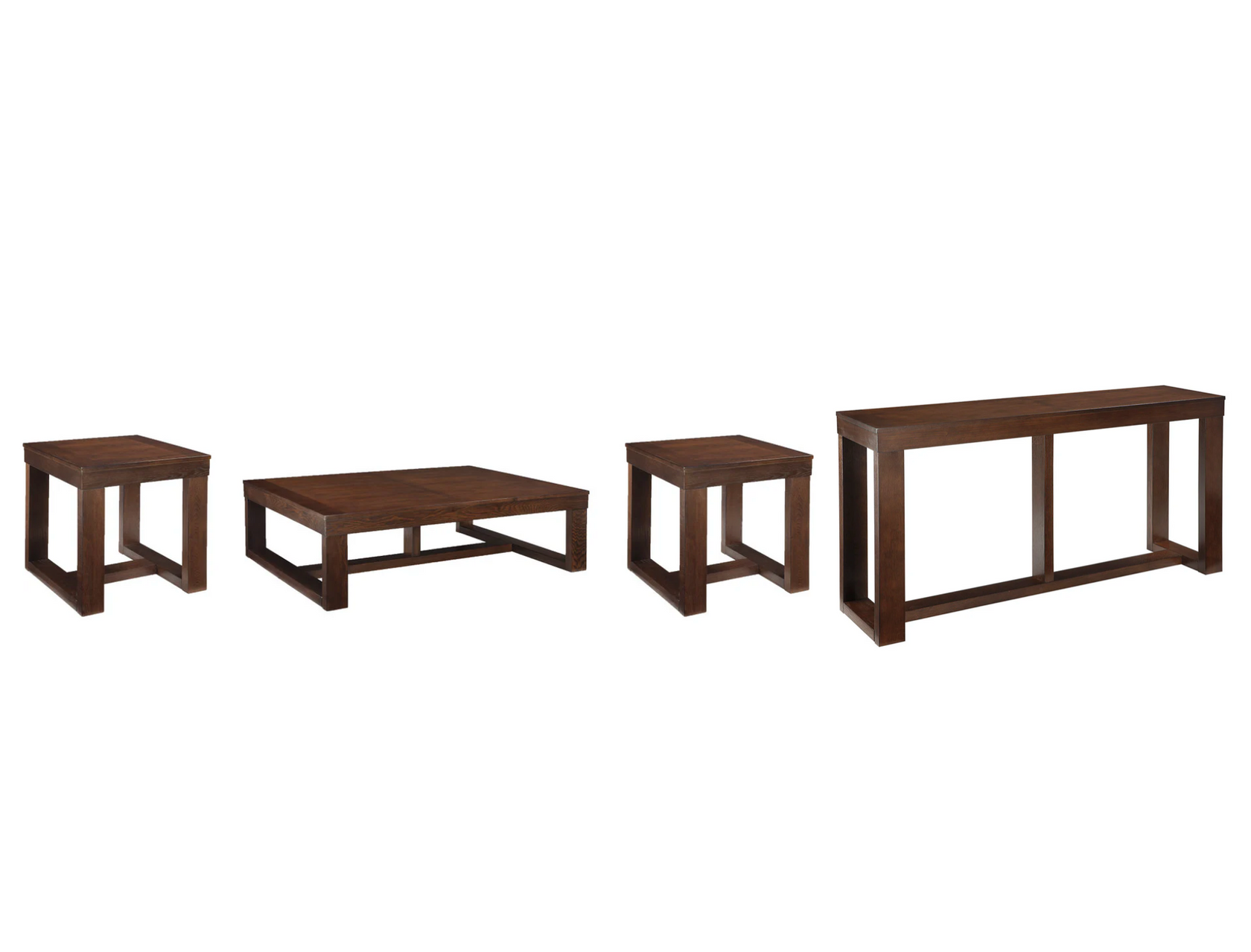 Watson Dark Brown Coffee Table and 2 End Tables with Console from Ashley - Luna Furniture