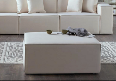 Daya Manori Ekru Ottoman from Bellona - Luna Furniture