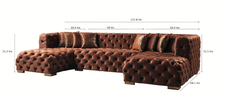 Neva Orange Velvet Double Chaise Sectional from Nova Furniture - Luna Furniture