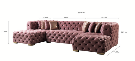Neva Pink Velvet Double Chaise Sectional from Nova Furniture - Luna Furniture
