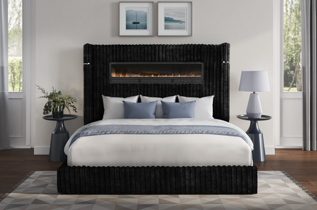 Fitzroy Gray Upholstered King Bed with Fireplace from Homelegance - Luna Furniture