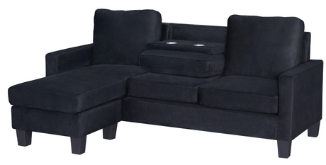 Ayla Black Velvet Reversible Sofa Chaise from Homelegance - Luna Furniture