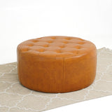 Seletar Mid-Century Modern Tan Leather Ottoman from Ashcroft Furniture - Luna Furniture