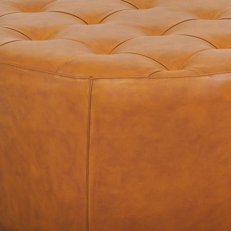 Seletar Mid-Century Modern Tan Leather Ottoman from Ashcroft Furniture - Luna Furniture