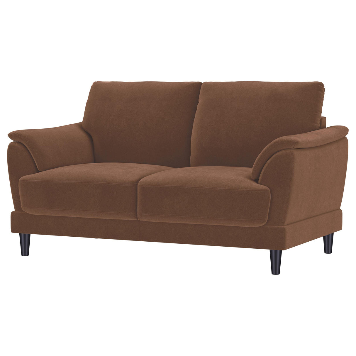 Selma Rust Velvet Crescent Arm Loveseat from Coaster - Luna Furniture