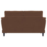 Selma Rust Velvet Crescent Arm Loveseat from Coaster - Luna Furniture