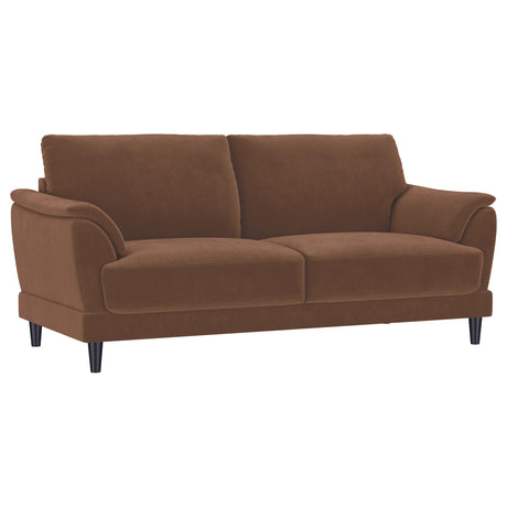 Selma Rust Velvet Crescent Arm Sofa from Coaster - Luna Furniture