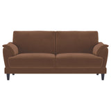 Selma Rust Velvet Crescent Arm Sofa from Coaster - Luna Furniture