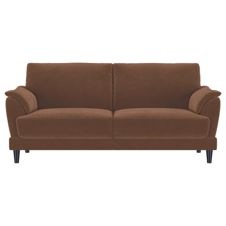 Selma Rust Velvet Crescent Arm Sofa from Coaster - Luna Furniture