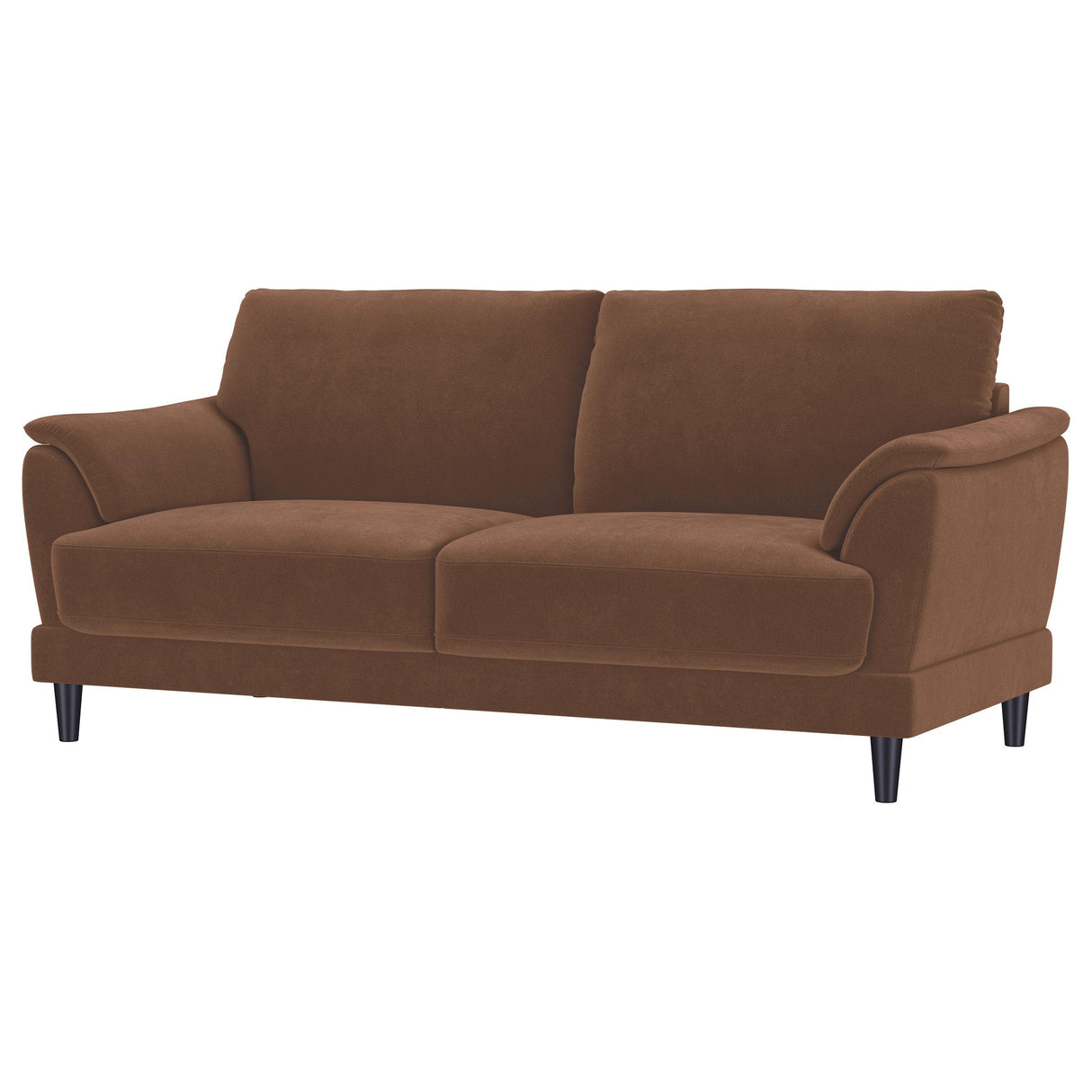 Selma Rust Velvet Crescent Arm Sofa from Coaster - Luna Furniture