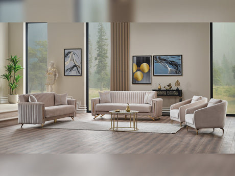 Senfoni 3-pieces (Sofa & Loveseat & Chair) Livingroom Set in Beige from Furnia - Luna Furniture