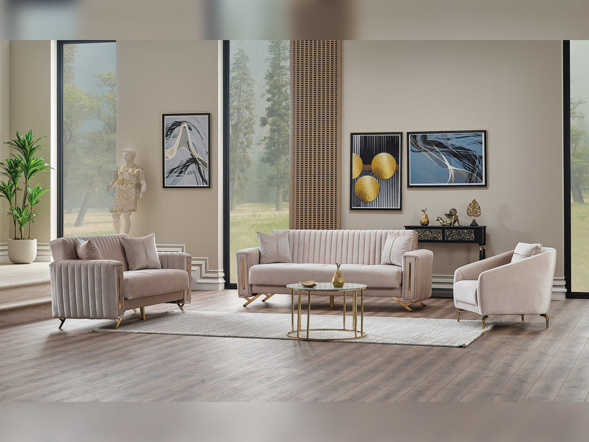 Senfoni 3-pieces (Sofa & Loveseat & Chair) Livingroom Set in Beige from Furnia - Luna Furniture