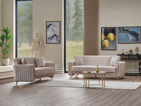 Senfoni 3-pieces (Sofa & Loveseat & Chair) Livingroom Set in Beige from Furnia - Luna Furniture