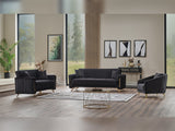 Senfoni 3-pieces (Sofa & Loveseat & Chair) Livingroom Set in Black from Furnia - Luna Furniture
