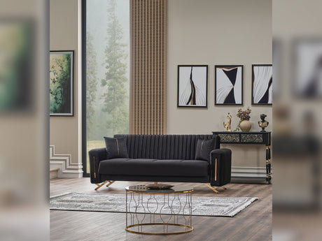 Senfoni Convertible Sofa in Black from Furnia - Luna Furniture
