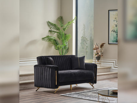 Senfoni 3-pieces (Sofa & Loveseat & Chair) Livingroom Set in Black from Furnia - Luna Furniture