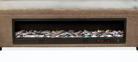 Senna Brown Upholstered California King Audio Fireplace Bed from Coaster - Luna Furniture